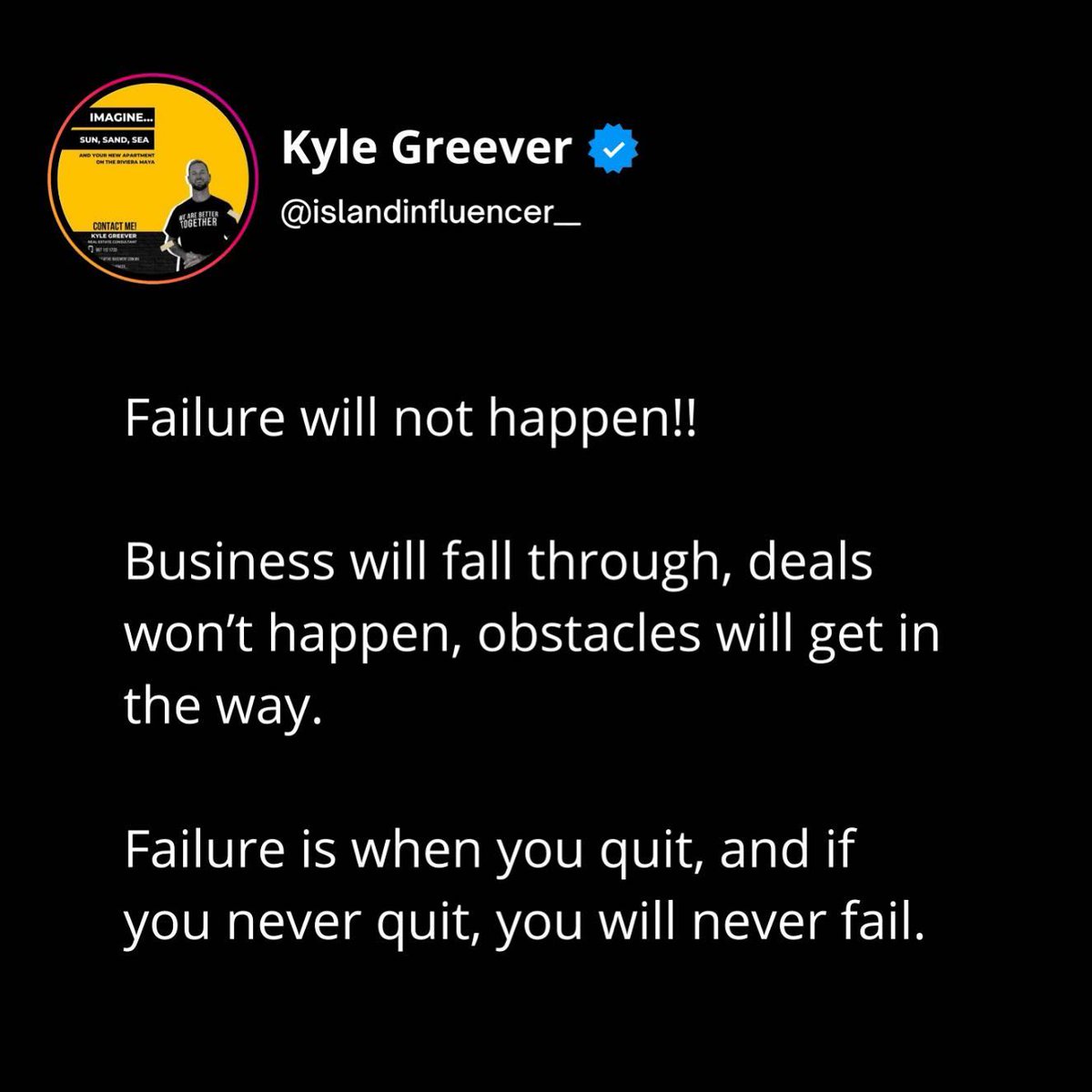 Is failure even an option?

Thoughts?

#business  #businessthoughts  #businessknowledge  #businessmindset  #mindsetmatters
Let's talk real estate. Go app.postredi.com/hannahseoh