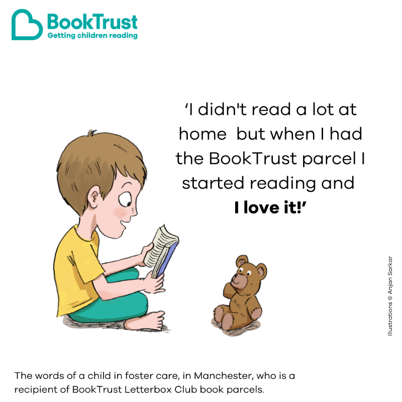 Booktrust's tweet photo. The right book can change a disadvantaged child's future because children who read grow up to be happier, healthier, and do better at school. 
Become a BookTrust Friend today and help us reach more children with the benefits of reading.