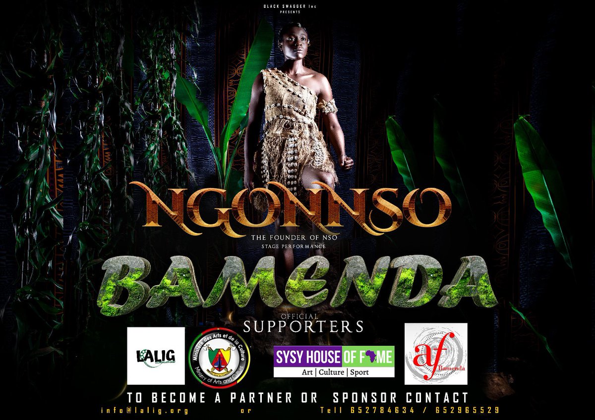 We are bringing NGONNSO , the stage storytelling Performance to Bamenda.  For sponsorship, join us through the numbers on the flyers. NGONNSO a truly African Woman King from the Grassfield  of Cameroon created a  fondom  albeit nonviolently.