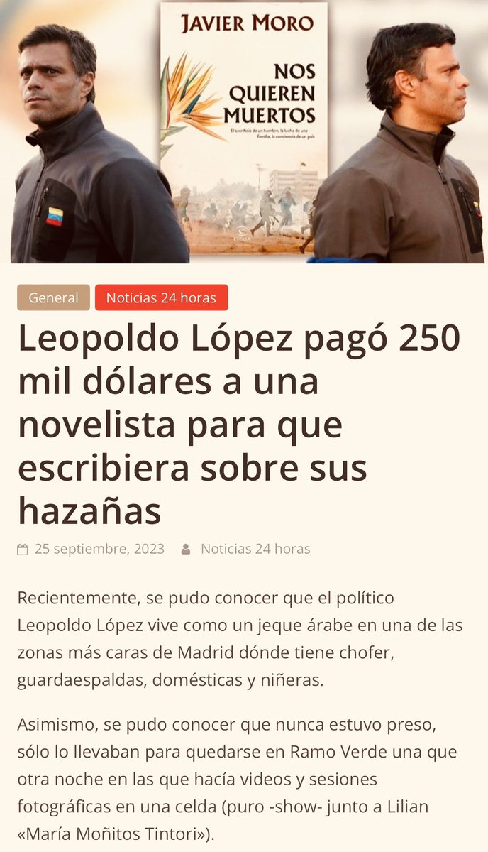 EddyMaidique31's tweet photo. Leopoldo López @leopoldolopez pagó 250 MIL dólares a una novelista para que escribiera sobre sus “hazañas” 🤨🤨

#RicoDeCuna 

. https://t.co/OWdM37mYtN
