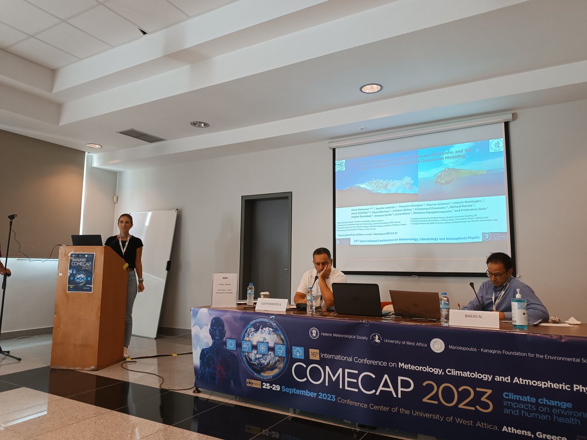 👉Next on the floor <a href="/kampouri_anna/">Anna Kampouri</a> presenting : "Inversion Techniques on Etna’s Volcanic Emissions and the Impact of Aeolus on Quantitative Dispersion Modeling"! 🌋👏#COMECAP2023 <a href="/NOA_ReACT/">NOA ReACT</a> <a href="/EAA_NOA/">ΕΑΑ</a>