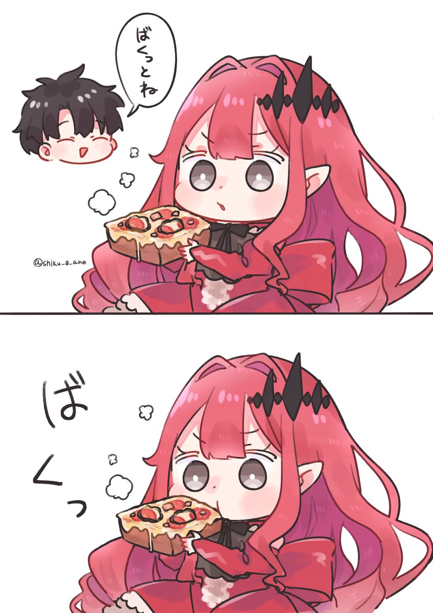 #過去に伸びた1枚を載せてまた伸びるのかチャレンジ

ピザトースト食べるトリ子🍕 