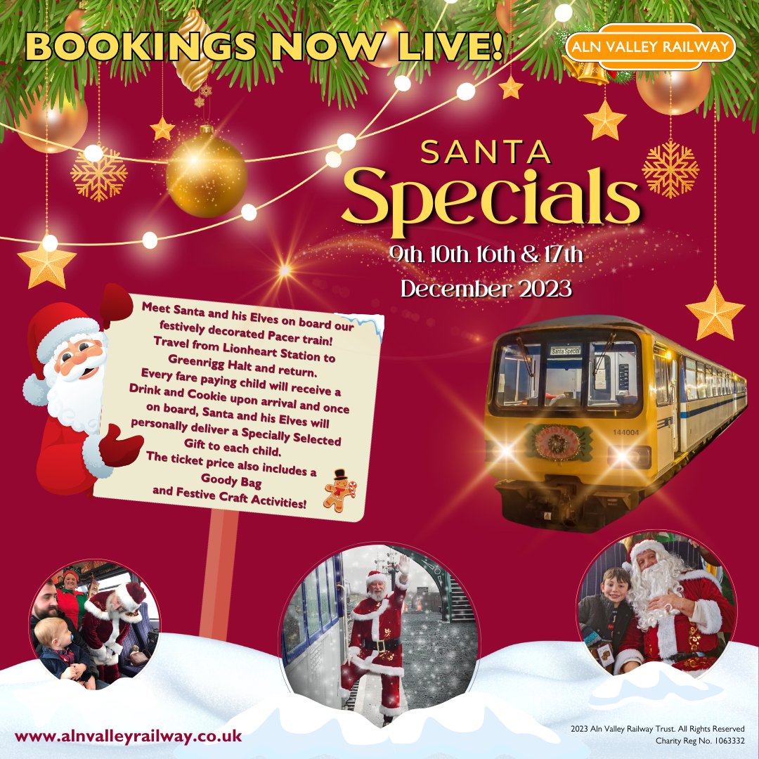 'Santa Specials' bookings are live alnvalleyrailway.co.uk/tickets #Santatrain #Santaspecials #Santa #Train #trainride #gift #Christmas #Alnwick #Northumberland