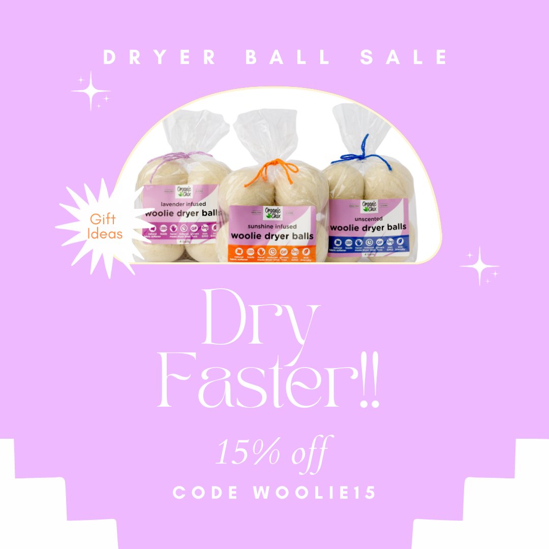 Want to give the best gift 🎁 EVER!!! Read​​​​​​​​​ why are Woolie Dryer Balls are your new MUST have? 👇
For starters, they are 100% pure wool AND toxin-free! Here are all of the benefits from using Woolie Dryer Balls:​​​​​​​​​​​​​​​​
​​​​​​​​​​​​​​​​
• Naturally soften clothes