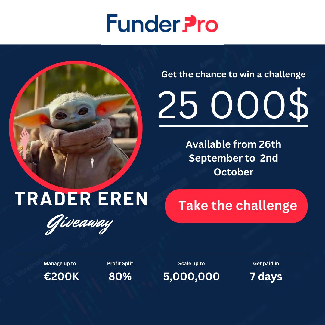 🚨 #GIVEAWAY ALERT 🚨

What you need to do to participate.
• <a href="/FunderProfx/">FunderPro</a> &amp; <a href="/TraderEren01/">Trader Eren 🇺🇲🇹🇷</a>
• Rt &amp; Like
• Sign up from this link. (Max 2 minutes) prop.funderpro.com/signup/?referr…