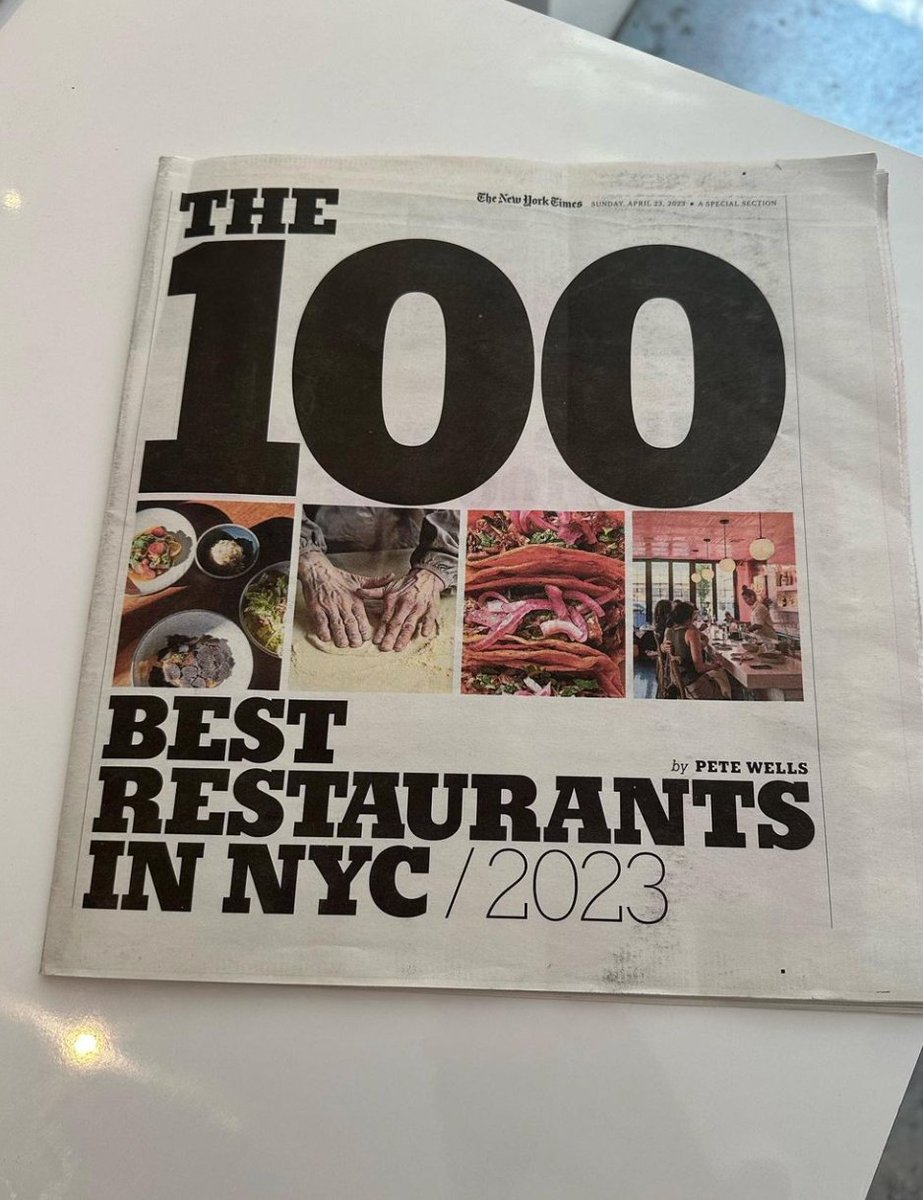 Thank you <a href="/nytimes/">The New York Times</a> and <a href="/pete_wells/">Pete Wells</a> for including us in their Top 100 restaurants list. Huge honor. Appreciate all the support and true love we’ve received since our opening seven years ago
