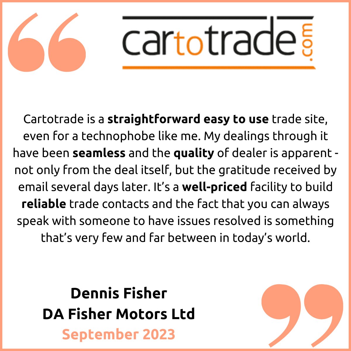 cartotrade's tweet photo. Thanks for your lovely words Dennis, you've mentioned so many things which are important to us!

- The ease of use
- The quality of our members
- Being well-priced
- Our customer service

Please get in touch today if we sound like the kind of company you'd like to deal with! https://t.co/GwvltIdB20