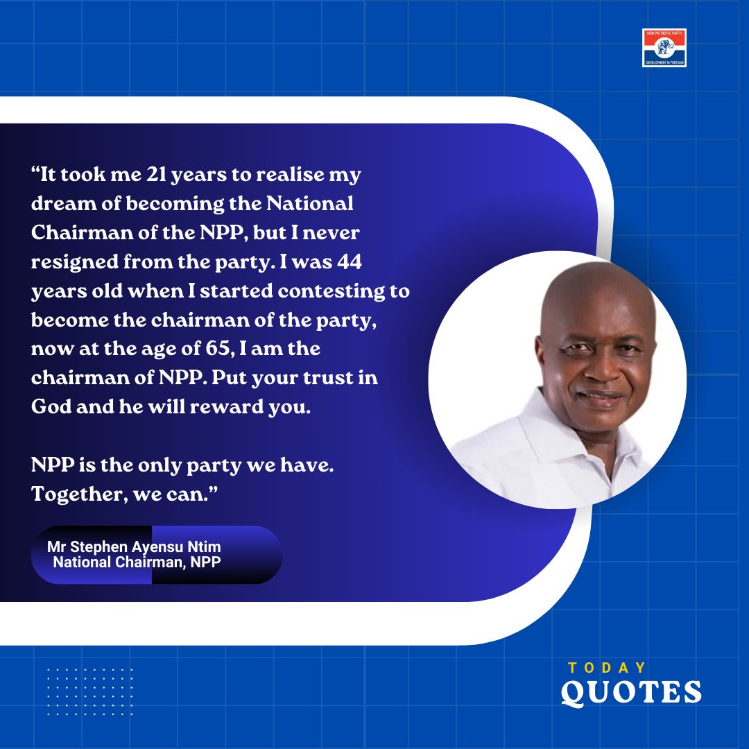 AmgNapiboi's tweet photo. NPP is the only party we have. Together, we can.

—Mr Stephen Ayesu Ntim
National Chairman, NPP

#LoyaltyToNPP
#UnitedFor2024
#BuildingOurNation https://t.co/jpK7yPlWlO