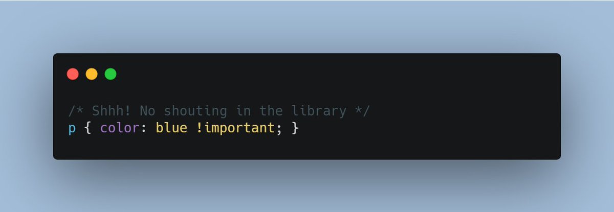 nadeemarcher's tweet image. ⚠️Using !important in CSS is like shouting in a library. It disrupts the natural flow and can lead to unpredictability in your code. Use it sparingly! #CSSBestPractices