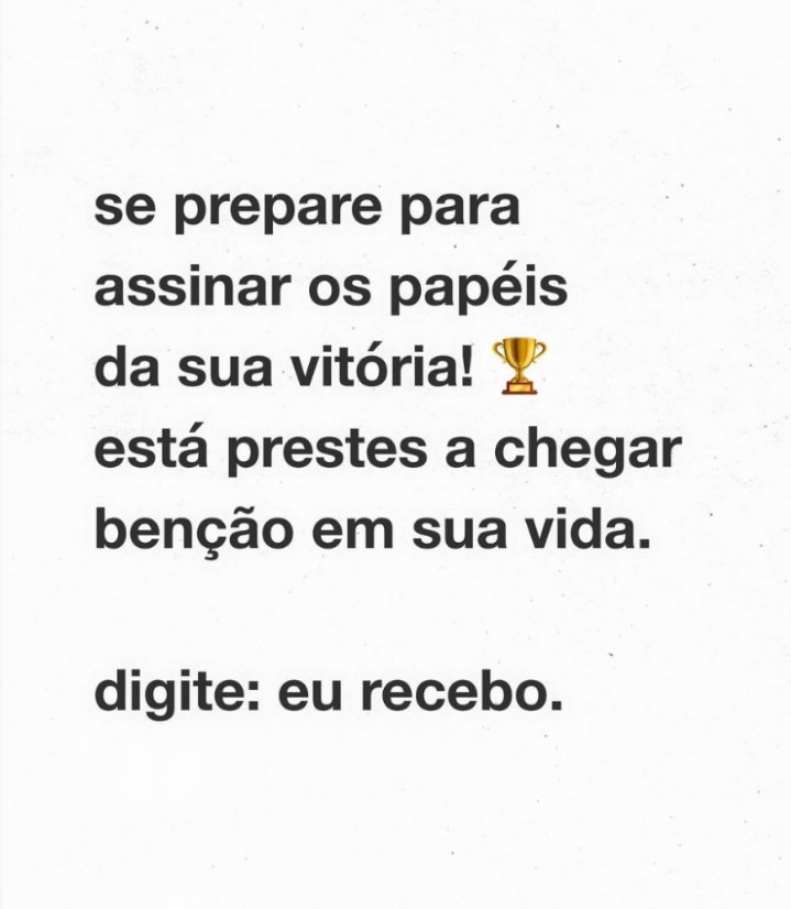 Amém?
Digite: EU RECEBO