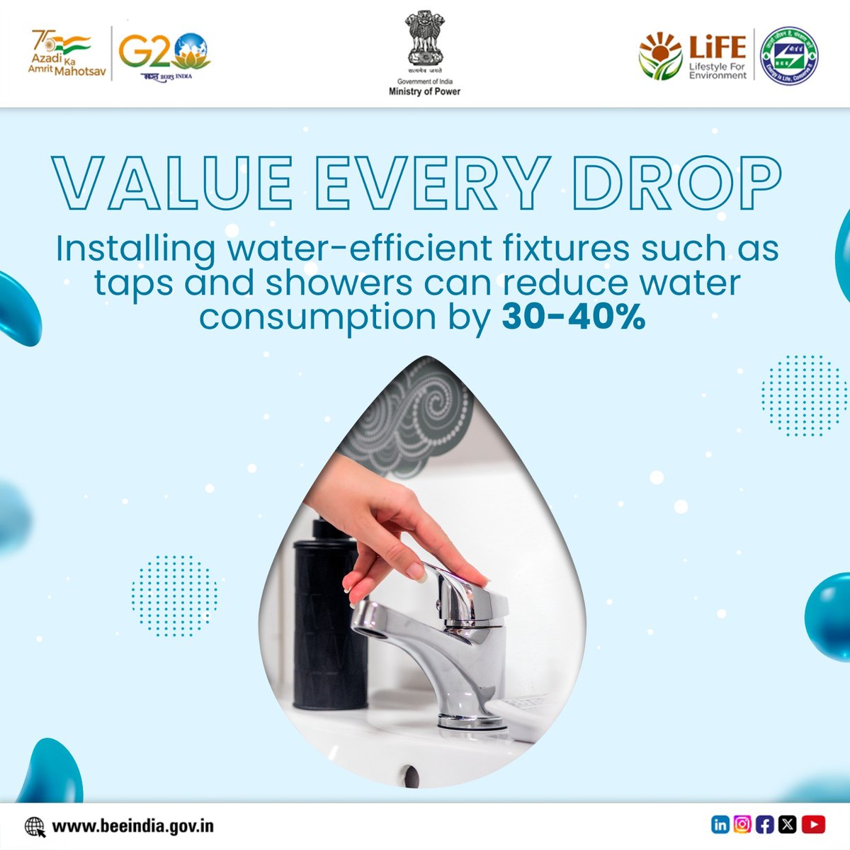 beeindiadigital's tweet image. Save water, save future!
Adopting efficient water management practices and reducing wastage is a significant step towards conserving our precious water resources. Become #ProPlanet by adopting these measures wherever possible

#MissionLiFE #BEE #SaveWater