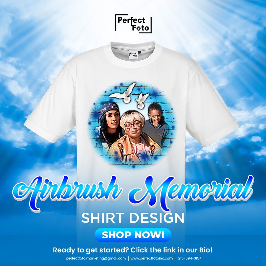 Capture Cherished Memories with Perfect Foto's unique Airbrush Memorial Shirts.

Click the Link in our Bio to Shop now!

#perfectfoto #airbrushdesign #memorialtees #customizedshirts #personalizedtouch #wearablememories #honoringlovedones