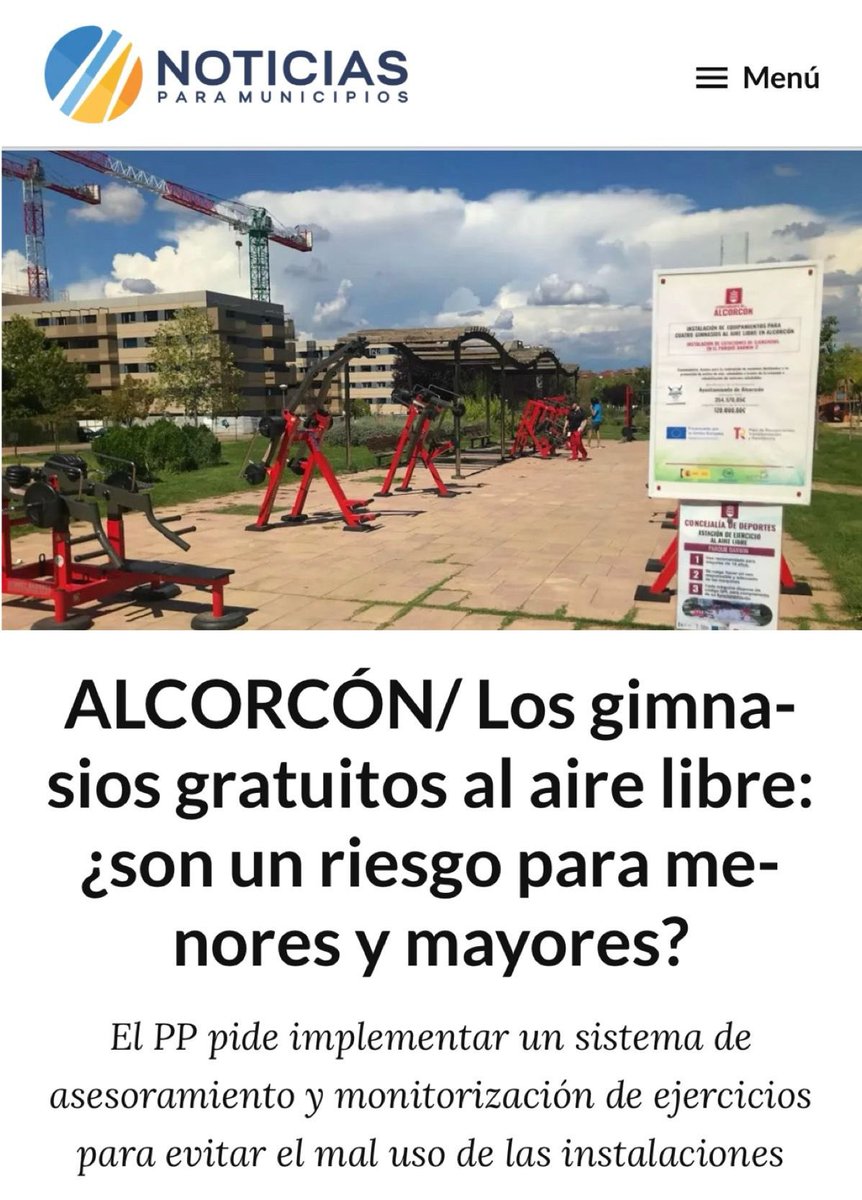 💪💪Los gimnasios gratuitos al aire libre: ¿son un riesgo para menores y mayores? 🧒👧👴👵

#Alcorcón 👇👇👇

noticiasparamunicipios.com/municipios-mad…