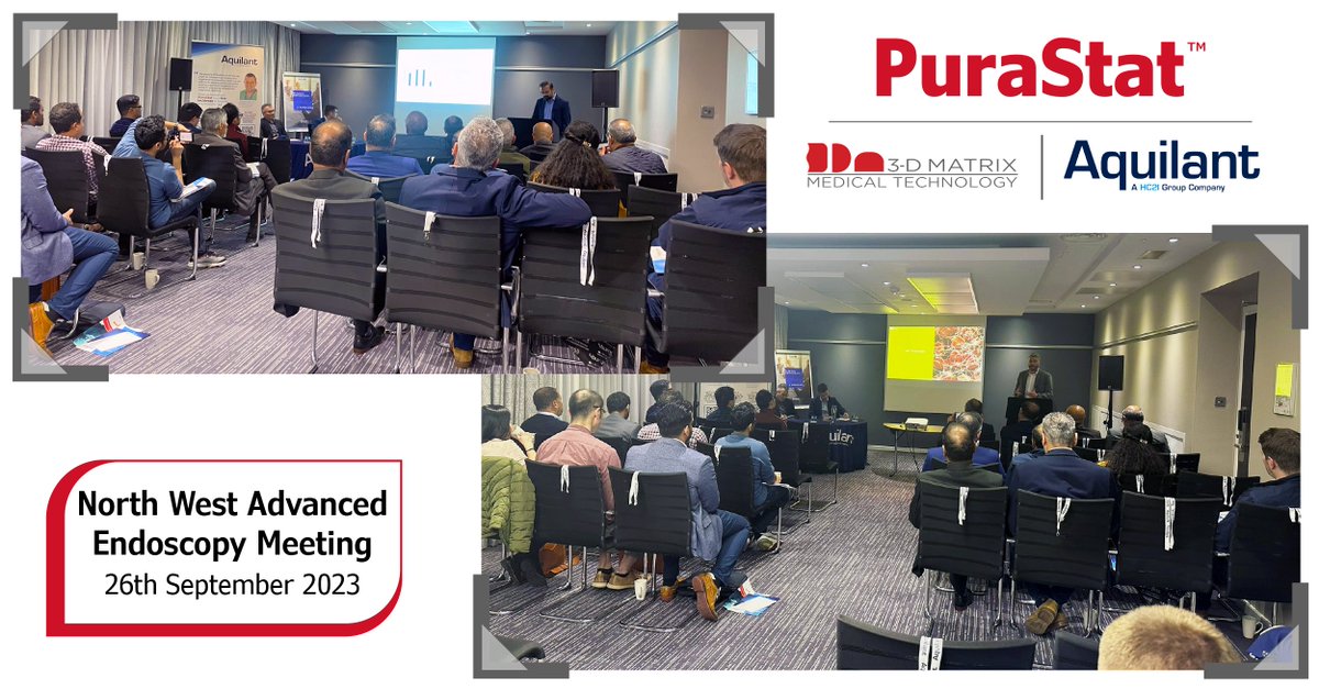 3dm_emea's tweet photo. We had a great time yesterday participating in the North West Advanced Endoscopy Meeting (#NWAEM), with our partners @AquilantGI! A great event, organised by Sajjad Mahmood and colleagues!
Find out more about PuraStat: https://t.co/LcwYiTXxwQ
#PuraStat #3dmatrix #GIX #GITweets https://t.co/IngQMnFj6m