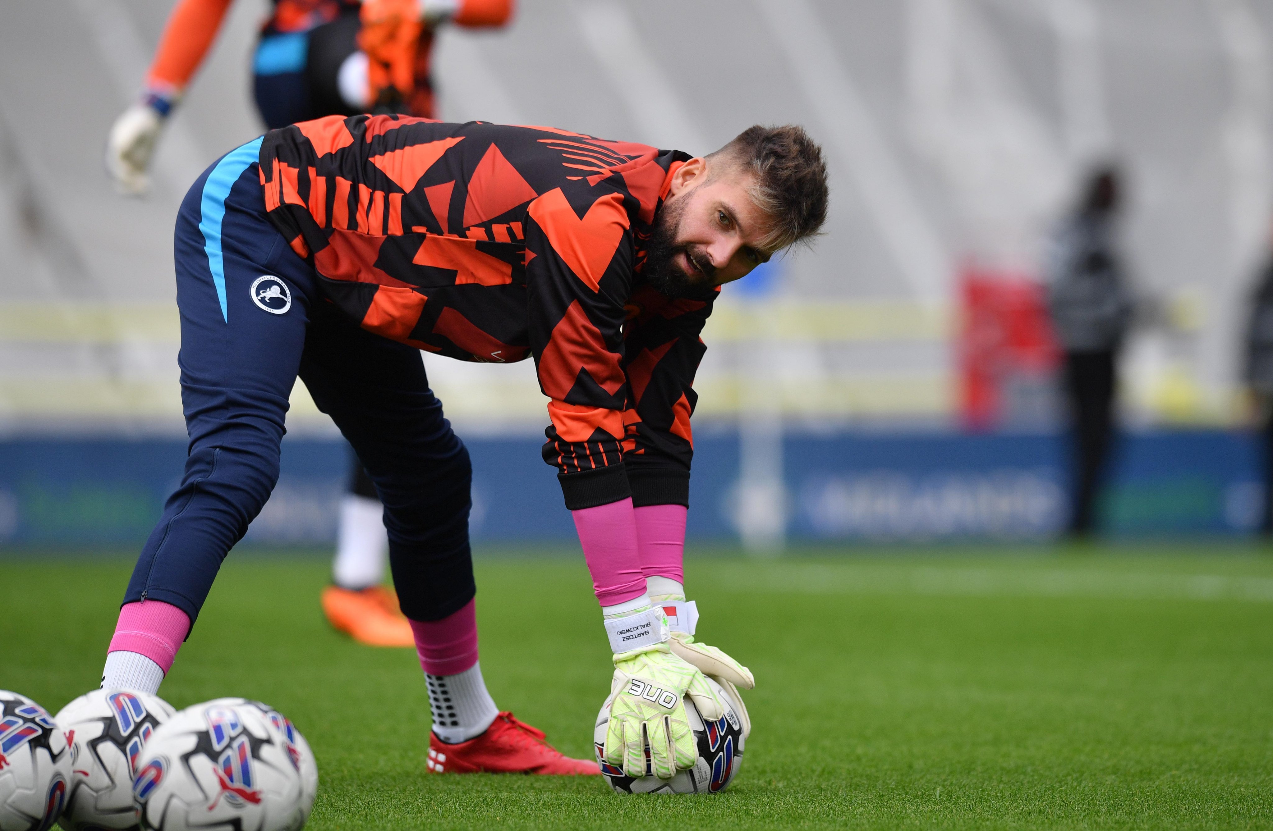 Goalkeeper Bartosz Bialkowski Millwall Thumps Ball Editorial Stock