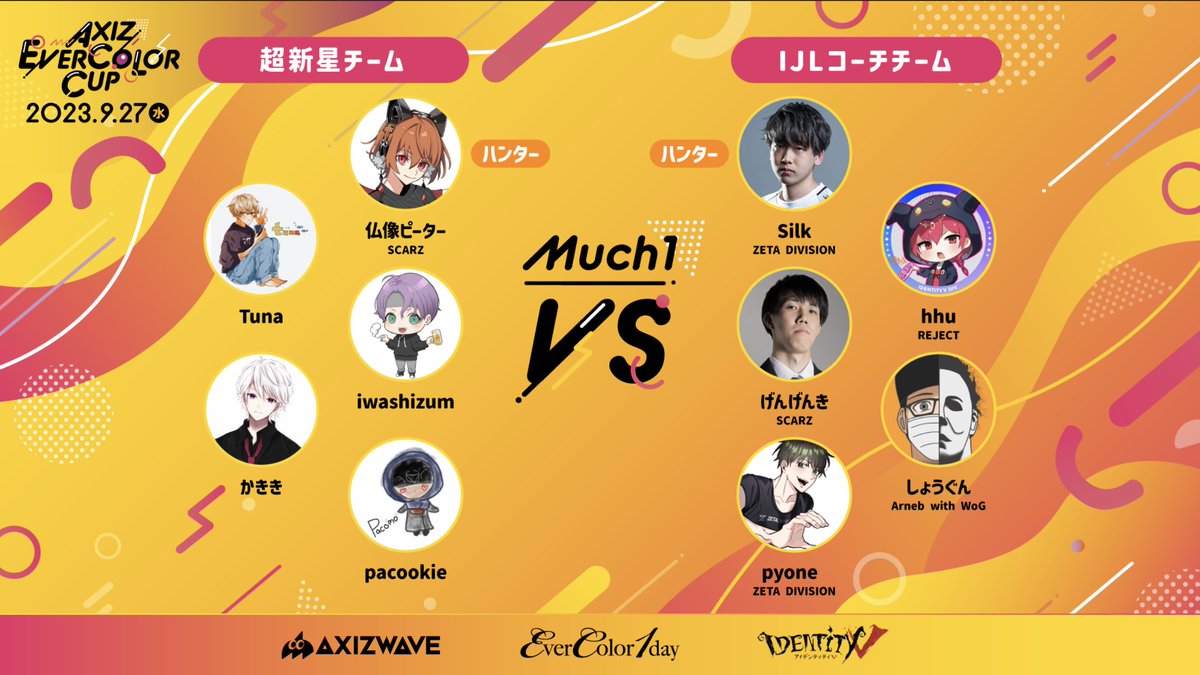AXIZ_WAVE's tweet photo. 【第二回 #AXIZEVERCOLORCUP🍂】
超新星チーム VS IJLコーチチームが試合中‼️
第一セットは両ハンター4吊りの大激闘🔥
📺https://t.co/1X7ILUwMpI https://t.co/zrTlZVdMhw