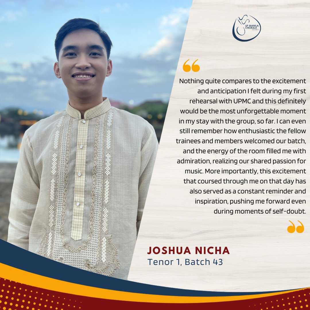 upmchorale's tweet photo. (1/3)

There is nothing quite like experiencing a sense of belongingness especially when we get to do what we love with the people we consider as family. And this highlights the narrative of Joshua, a Tenor 1 singer, in his stay in UPMC. https://t.co/pp11swXFrm