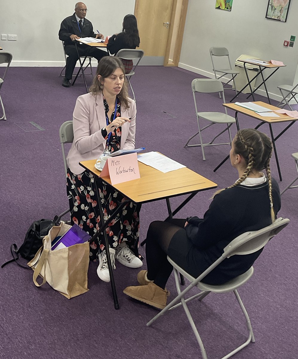 StMarysSchoolGX's tweet photo. Year 11 interview day is in full swing. Each student will have a 10 minute interview based on a CV and covering letter they have written in their PSHCEE lesson #opportunities #SMSSpirit #interview #FutureOfWork https://t.co/1n5P6ZBI59