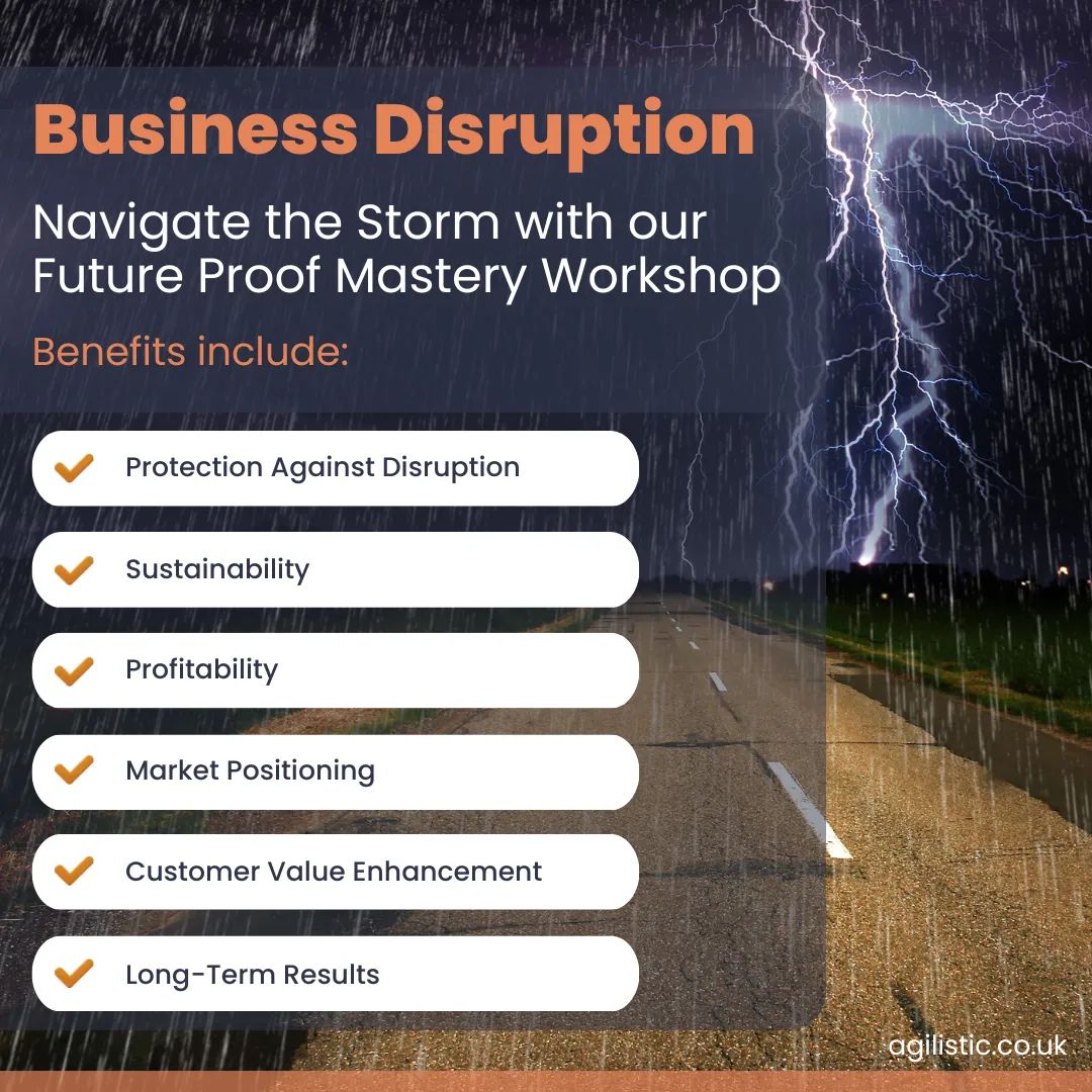 Navigate the storm of disruption with confidence. Join our Future Proof Mastery Workshop and steer your business towards lasting success. ⛵🌪️ 
See more - buff.ly/48jTCv3 
#BusinessDisruption #FutureProofing #jointheevolution