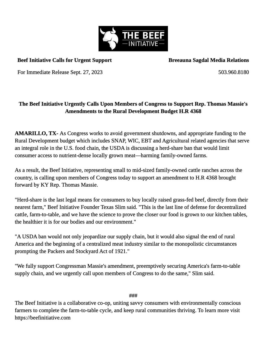 🚨 URGENT: The USDA is considering a herd share ban that threatens family-owned cattle ranches and our farm-to-table supply chain. This is not just about beef; it's about freedom and choice. #SaveOurRanches