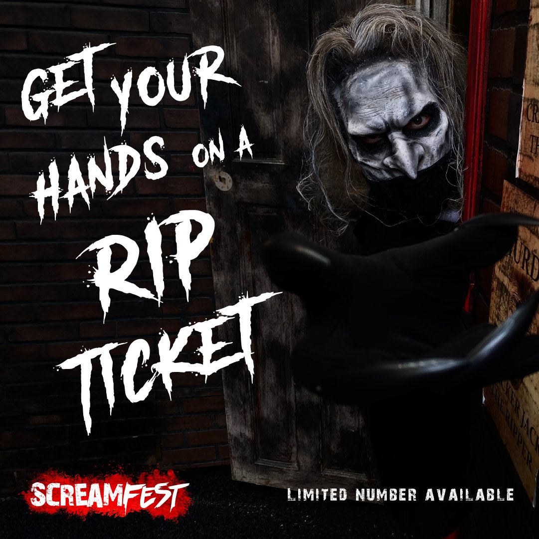 With fast track, vouchers and exclusive access amongst many more perks, our RIP ticket is one for only the bravest of scare-seekers...

Get your hands on them before they disappear 👻

pulse.ly/jq2kj75pix

#Screamfest #Halloween #Scream #HorrorFans #Horror #Scare