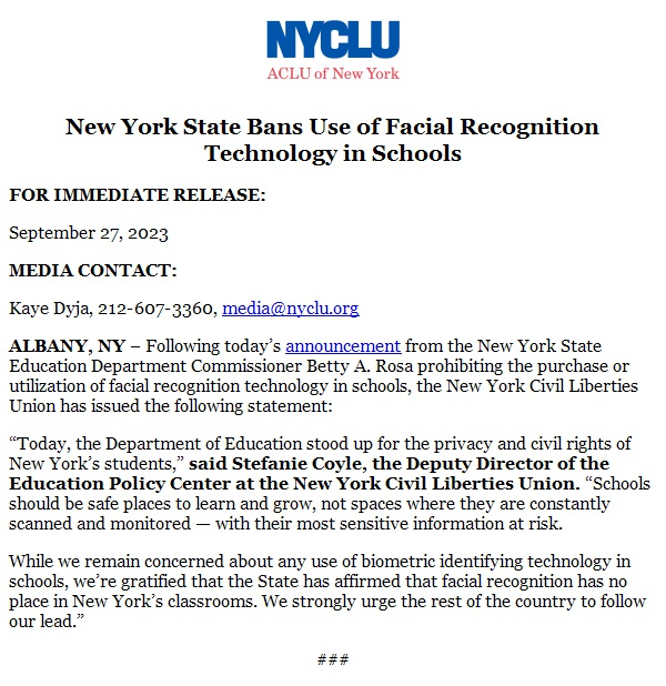 Facial recognition ban