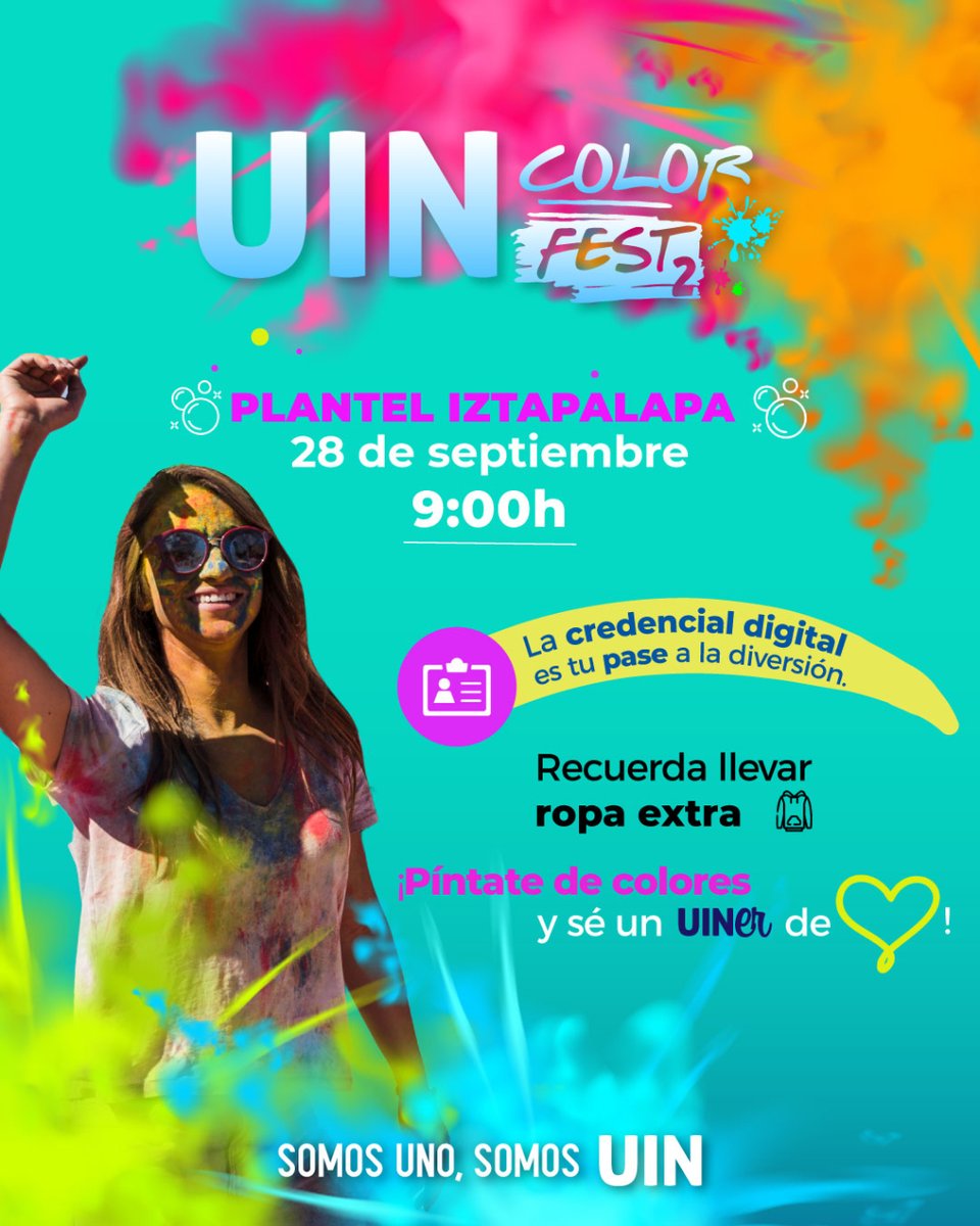 UInsurgentes's tweet image. ¡No hay nada más divertido que el #ColorFest en UIN! 🎉🎉
Y porque ustedes lo pidieron, la segunda edición llegó a Plantel Iztapalapa, los vemos este jueves 28 de septiembre. ⭐

👉 ¿A quiénes veremos por allá? Comenta aquí abajo 👇👇👇
.
#somosunosomosuin #uinerdecorazón