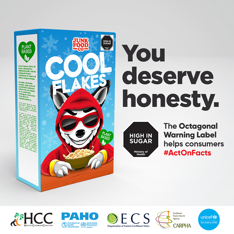 CARPHA1's tweet photo. To combat misleading claims on food packaging, we need labels with clear facts that let us quickly, correctly and easily identify unhealthy products.

Visit https://t.co/iCRHPMm1IF to show your support for the #OctagonalWarninglabels.
#ActOnFacts
@HealthCaribbean https://t.co/FAYLuIewpK