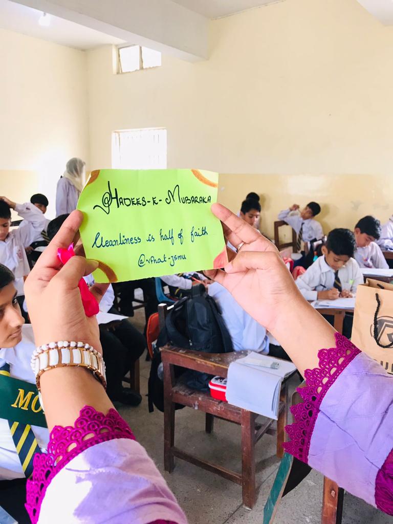 VJsmu's tweet photo. This campaign fused learning with fun, and left students with a lasting impression of the importance of clean hands and vigilant defense against typhoid.   The campaign was organized by Kanza Farhan, Aiman Sadiq, and her team Malaria and Dengue. https://t.co/xgLNpImHee