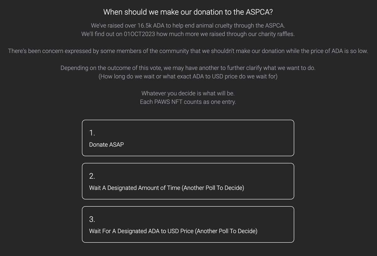 𝘼𝙏𝙏𝙀𝙉𝙏𝙄𝙊𝙉 𝙋𝘼𝙒𝙎 𝙁𝙊𝙍 𝘼 𝘾𝘼𝙐𝙎𝙀 𝙃𝙊𝙇𝘿𝙀𝙍𝙎

Our poll to decide exactly when we make our donation is LIVE!

No matter what you decide, all the work you've done WILL make a huge difference ❤️

labs.badfoxmc.com/polls?id=0Q5kU…