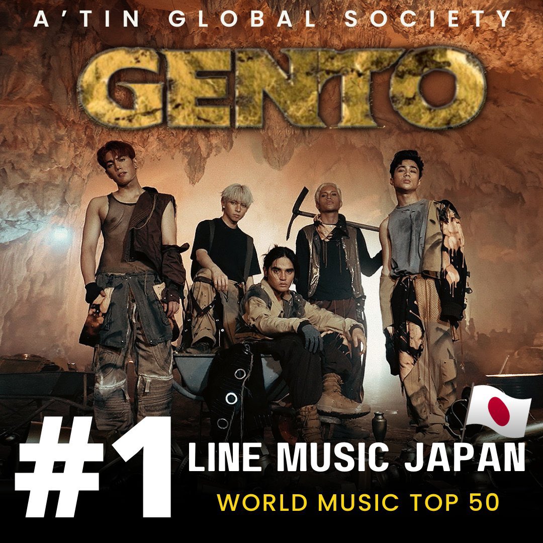 SB19 - GENTO 

#1 LINE Music Japan 🇯🇵 (World Music Top 50) 

Line Music Japan is like a Spotify version of the Philippines, with 58 million Japan registered users. Big FEAT for SB19! 

Congratulations Mahalima! ❤️

<a href="/SB19Official/">SB19 Official</a> #SB19
#SB19GENTO #GENTO
#PAGTATAG  
#SB19PAGTATAG