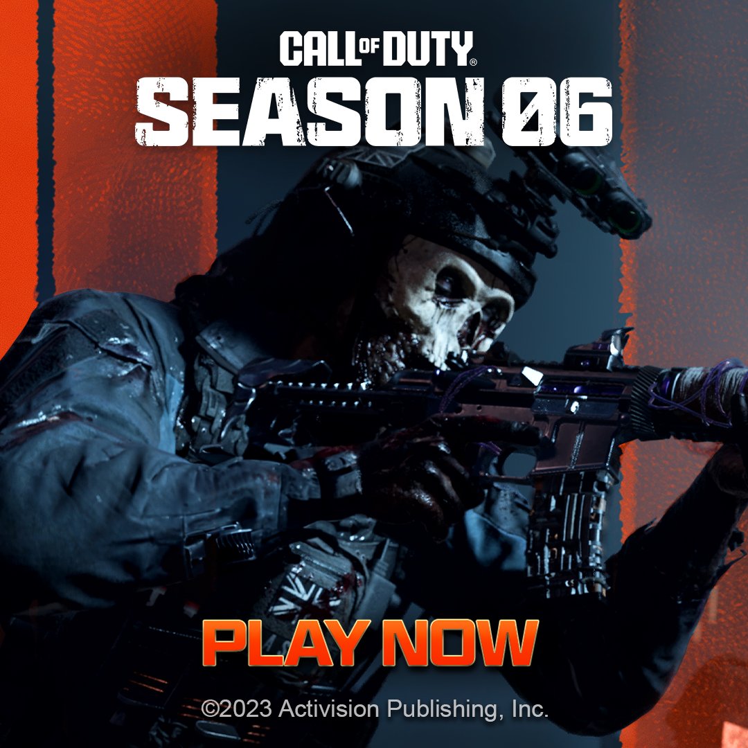 CallofDuty's tweet photo. Cancel your plans, it's time to drop into Season 06 now 👇
🗺️ 4 MP Maps
🔫 3 New Weapons
🙋‍♂️ New Operators
😈 Spawn inspired Battle Pass
🎃 The Haunting (Oct 17)
👀 and much more! https://t.co/G4HfB4Ex6K