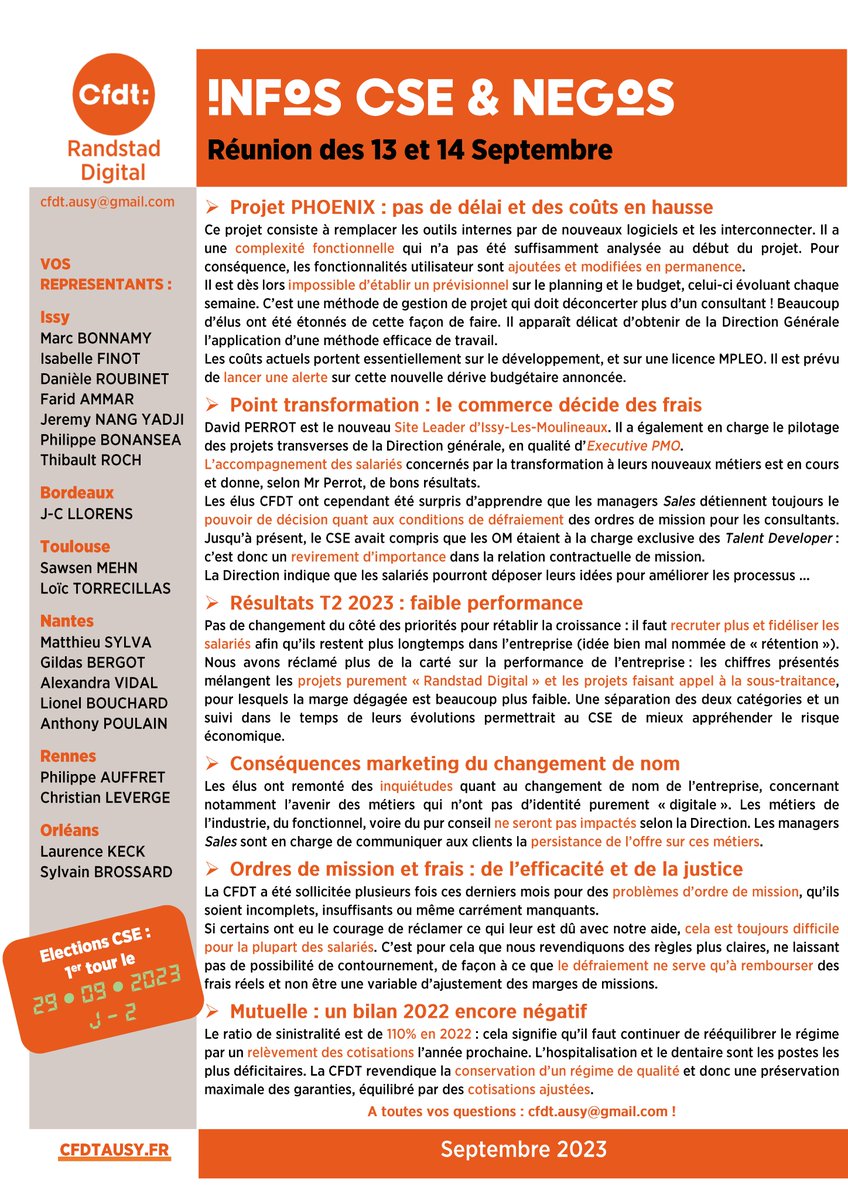 cfdtausy's tweet photo. 🍊L'info CSE septembre de la section syndicale CFDT Randstad Digital est disponible : bonne lecture ! https://t.co/UK5pxdvgm8
