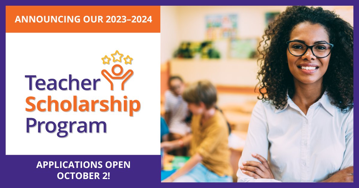 CollabClassroom's tweet photo. The 2023–2024 Teacher Scholarship Program date has been announced! 🏆 

Mark your calendar for October 2. 🗓️ The application window will be open for two weeks, closing on Saturday, October 14.

You can still sign up to be notified when it is time to apply: https://t.co/odPBG60mbi https://t.co/ElLPAkuc3t