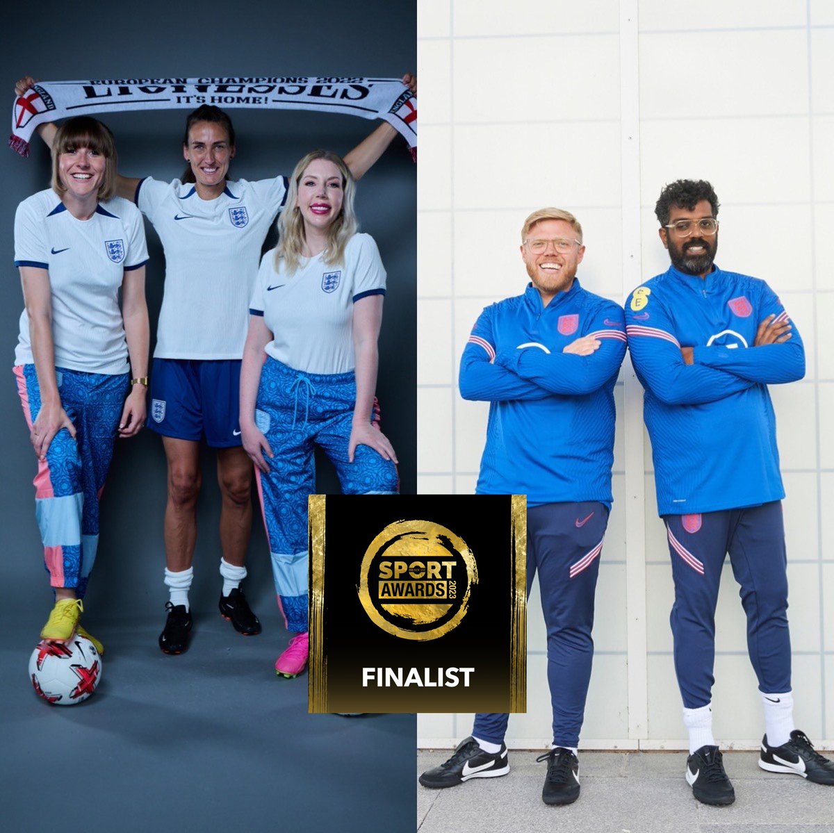 ⚽️ Rob & Romesh Vs Three Lions and The Lionesses: A League of Their Own Special had been nominated in the Sports Entertainment Programme of the Year category at the Broadcast Sport Awards! 🏆