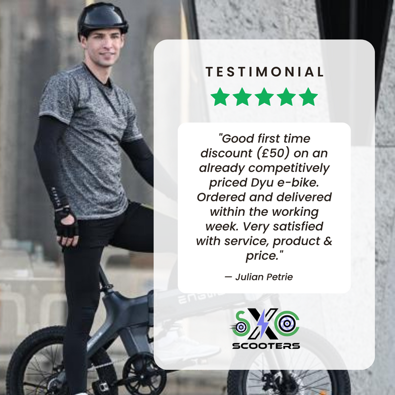 🤩 Thank you so much for your 5-star rating, Julian! We appreciate your support, and we hope you have a pleasant ride with your new e-bike. 🚴‍♂️ #sxcscooters #ScootCityLtd #OutdoorAdventures #Commuting #CommutingByBike #SatisfiedCustomer