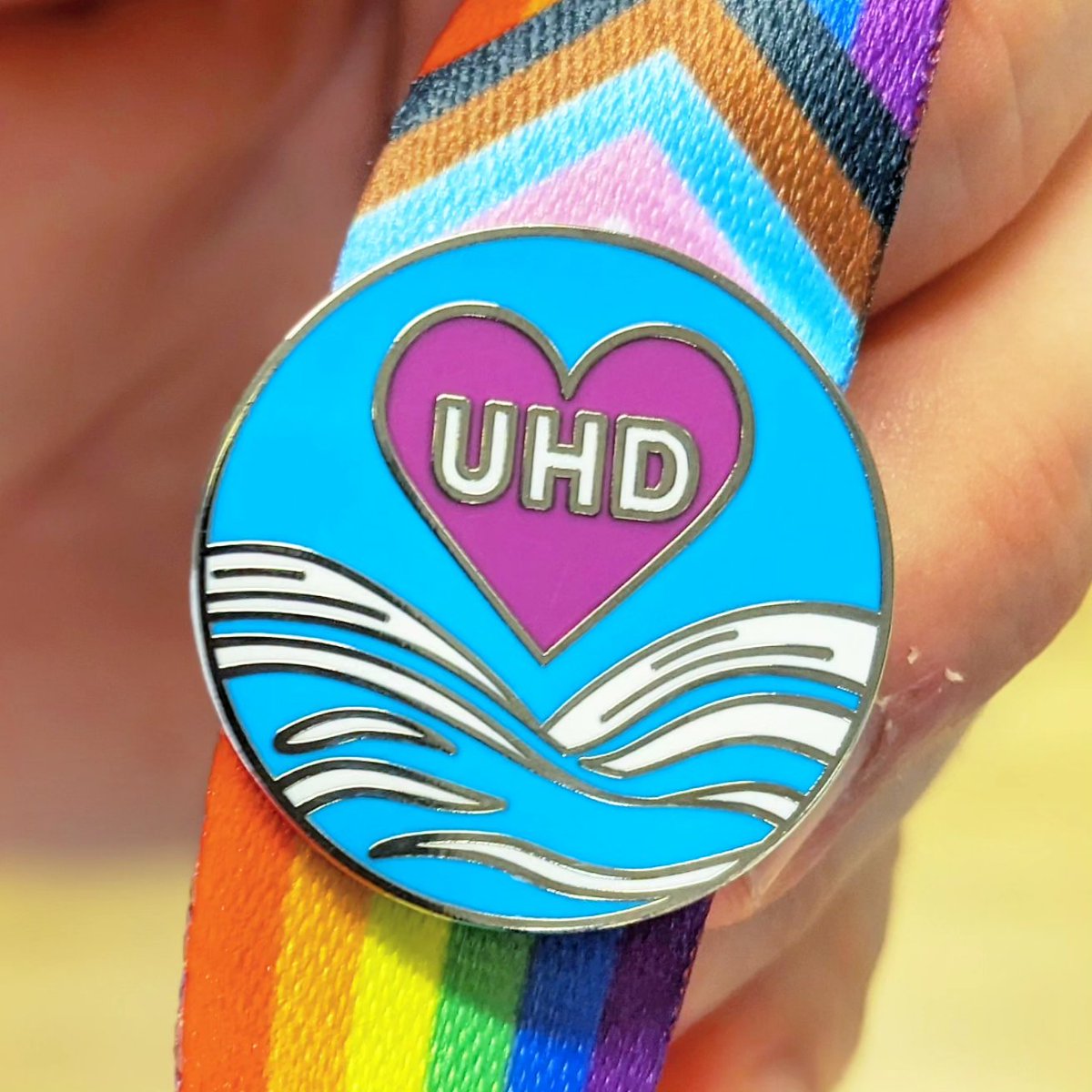 RelfRachael's tweet photo. A proud moment today picking up one of the new #TeamUHD Health and Wellbeing Champion badges that I helped design ☺️ 
Our Health and Wellbeing Champions are here to support all @UHD staff. https://t.co/CTN9Nu1GBm