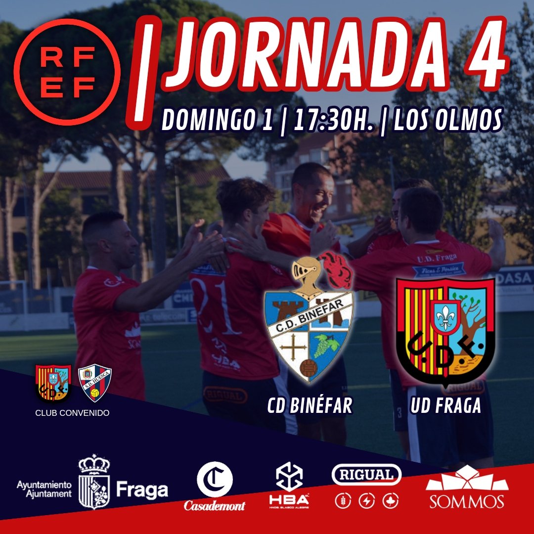 udfraga's tweet photo. 😃👇 ¡Ya está aquí la cuarta jornada de competición! 💪

Esta vez, visitaremos al @cdbinefar 

ℹ️ Desplazamiento cercano al que seguro no faltará nuestra afición 😉

¡Nos vemos en Los Olmos!

🫶 VAMOS FRAGA 🫶 https://t.co/8m8Xo4aMd8