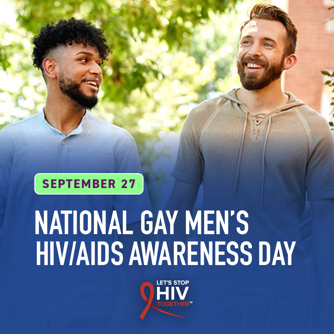 Today is National Gay Men’s HIV/AIDS Awareness Day, a day to help stop HIV stigma and encourage HIV testing, prevention, and treatment among gay and bisexual men. bit.ly/3Q7IqHD #NGMHAAD #StopHIVTogether