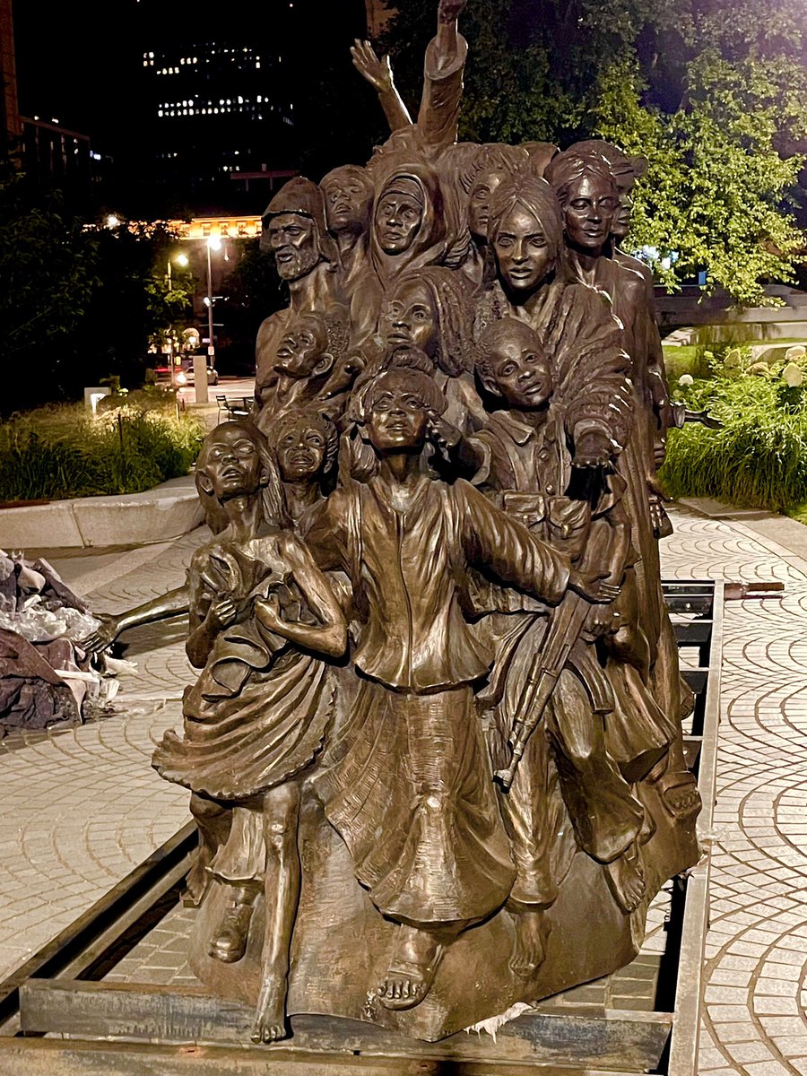 CLEPublicSquare's tweet photo. Last night we installed a powerful new sculpture in Cleveland Public Square called “Let The Oppressed Go Free” by artist Timothy Schmalz.
It’s a 22.5�� bronze sculpture w/ 100 figures representing different faces of human trafficking.
Learn more: https://t.co/wB7paLq3h6 https://t.co/wSMixSMT3V
