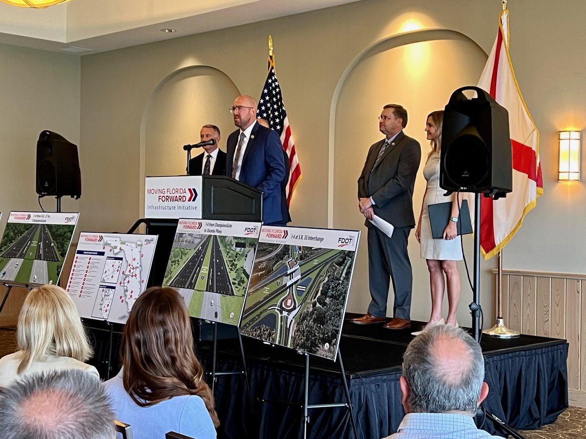 Exciting news & a huge win for motorists as we announced important project updates on the continued transformation of the I-4 corridor in Orlando today! Proud to continue sharing @GovRonDeSantis' bold vision for #MovingFloridaForward alongside valued partners like Rep. @jhcanady.