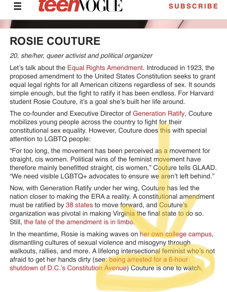 Kate_Kelly_Esq's tweet image. @genratify’s own @rosiecouturee featured in @TeenVogue’s piece on @glaad 20 Under 20 list for 2023!!

Bringing #ERANow to the next generation 🌈🌈✨⚡️💥🌈🏳️‍🌈🏳️‍🌈🙌🏼