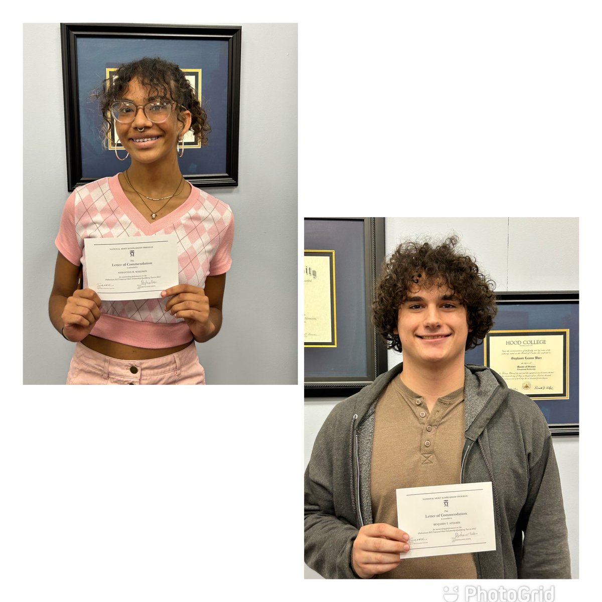 Congratulations to Samantha Maleson & Ben Atelsek on receiving A Letter of Commendation from the National Merit  Scholarship Corporation based on PSATs last year! We are so proud of their accomplishments! 💙🦁💛 Go Lions!  ⁦@FCPSMaryland⁩