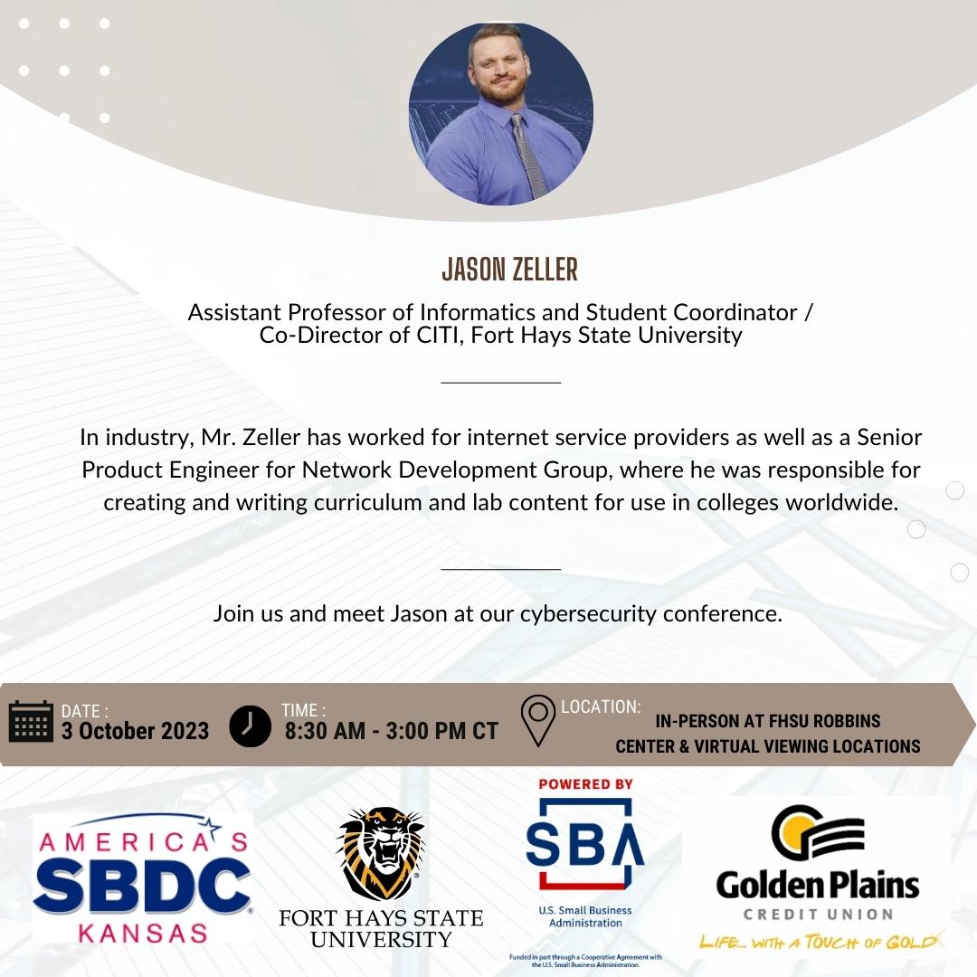 Attend the Cyber Security 101 For Any Business and you will get to meet Jason Zeller, Co-Director of CITI and an Assistant Professor of Informatics.
ksbdc.ecenterdirect.com/events/28067