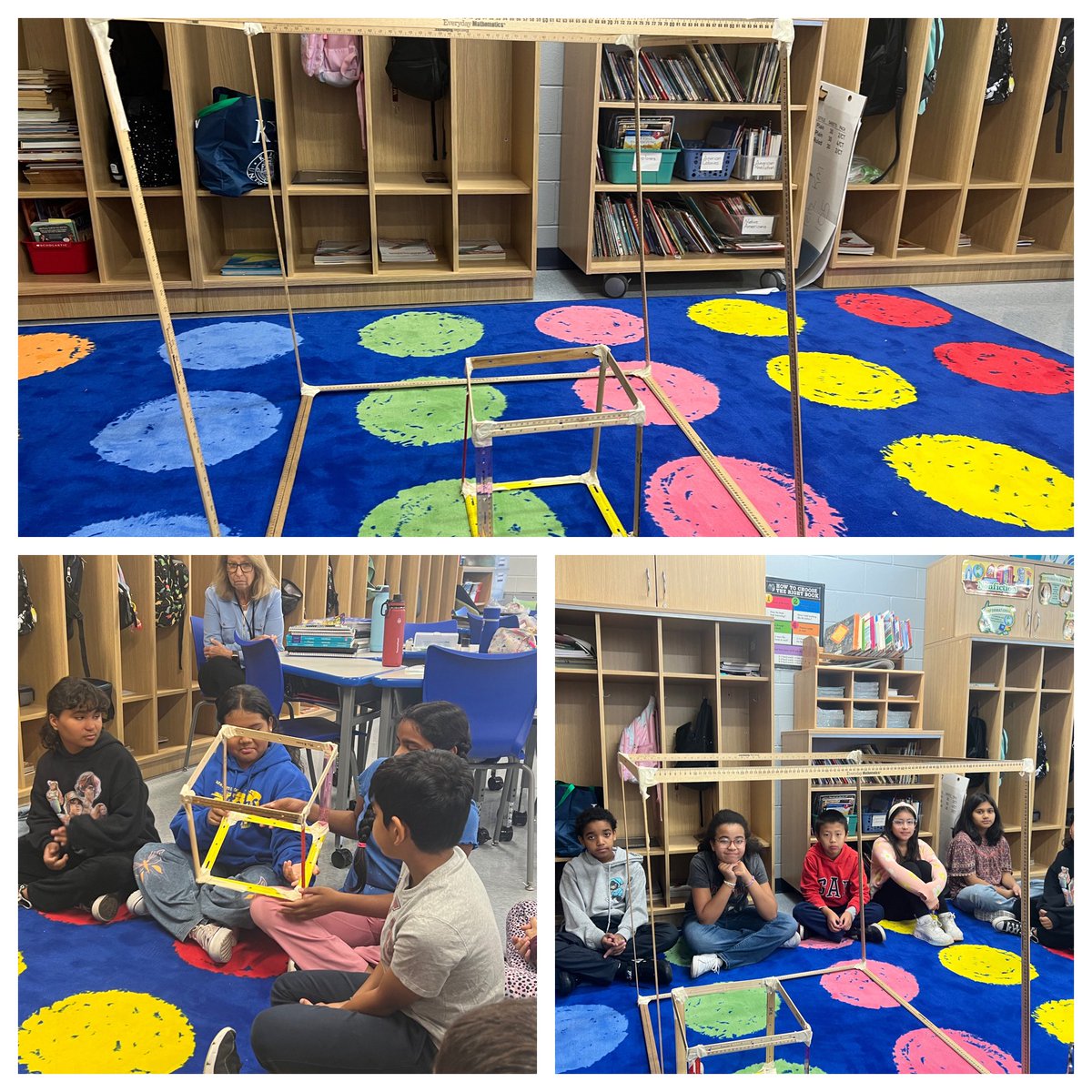 Exploring cubic units during Morning Meeting <a href="/25Lafayette/">Lafayette Estates School #25</a> #HandsOnMath #ResponsiveClassroom