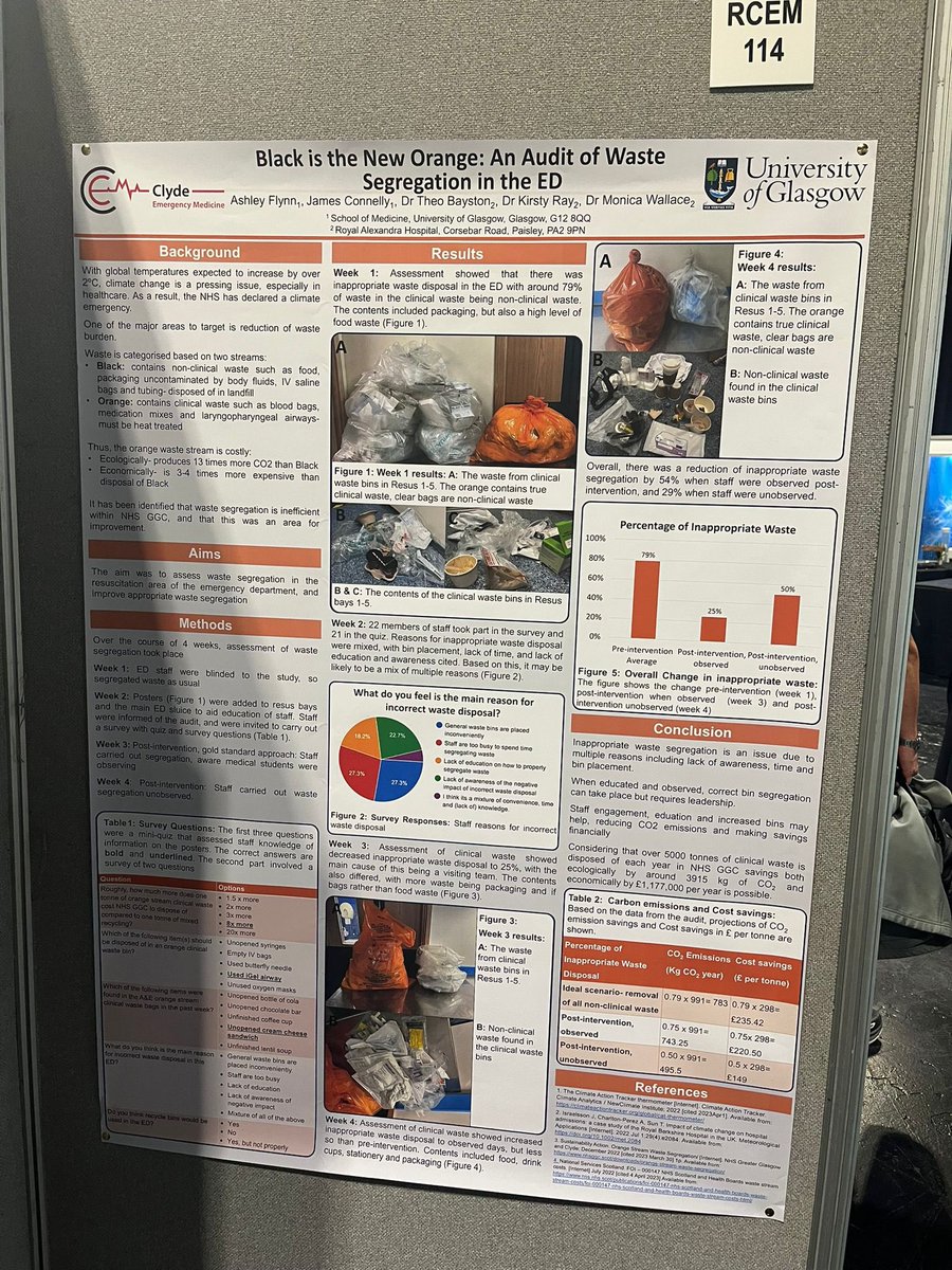 A project we did in Clyde with @UofGMedicine students looking at waste segregation in resus #RCEMasc #blackistheneworange @GreenED_uk