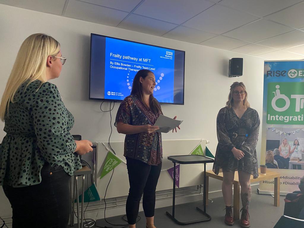 Anyone else catch our presentation on frailty @RISE4Disability? Ellis, Team Lead OT, spoke about the therapy service on Emerald Frailty Unit. Kathryn discussed her role as a Dietetic and Therapy Assistant Practitioner and Ellen, Senior OT, spoke about the frailty unit in Sheppey.