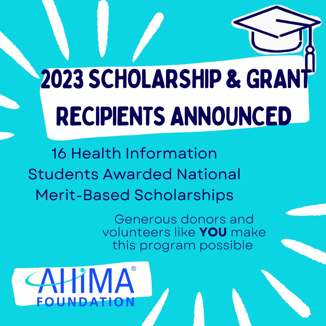 AHIMA Foundation (@ahimafoundation) on Twitter photo Help us congratulate the 16 recipients of AHIMA Foundation’s 2023 Scholarship and Grant Program!
To support this program and make a donation, visit lnkd.in/g9544FFT
 
 #Scholarship #HealthInformation #HealthInformatics  #Donate 
 
 bit.ly/46rUPyp Help us congratulate the 16 recipients of AHIMA Foundation’s 2023 Scholarship and Grant Program!
To support this program and make a donation, visit lnkd.in/g9544FFT
 
 #Scholarship #HealthInformation #HealthInformatics  #Donate 
 
 bit.ly/46rUPyp