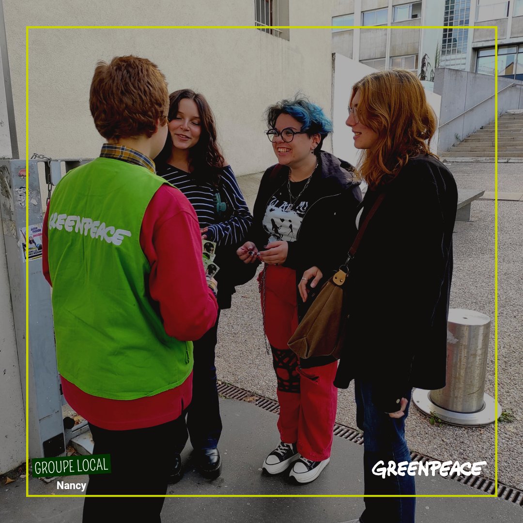greenpeacenancy's tweet photo. Ce mercredi, nous sommes à la fac de lettres de Nancy pour parler écologie 💚 et actions ✊
Envie d'en savoir davantage ?
C'est mardi 3 octobre à 20h au clid, 9 rue Michel Ney à 20h https://t.co/etyY0nKooB