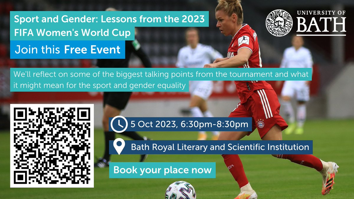 Emma Rich (@dremmarich) on Twitter photo Sport and Gender: Lessons from the FIFA 2023 Women's wold Cup. Join us for a free event hosted by Centre for Equality in Sport, Physical Activity and Health, <a href="/UniofBath/">University of Bath</a> . Speakers include: <a href="/rowe_david/">David Rowe</a> <a href="/drjoneshull/">Luke Jones</a> @jessHarvey04 Book now! Sport and Gender: Lessons from the FIFA 2023 Women's wold Cup. Join us for a free event hosted by Centre for Equality in Sport, Physical Activity and Health, <a href="/UniofBath/">University of Bath</a> . Speakers include: <a href="/rowe_david/">David Rowe</a> <a href="/drjoneshull/">Luke Jones</a> @jessHarvey04 Book now!